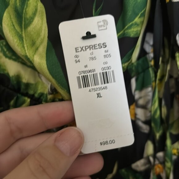 NWT EXPRESS Floral Square Neck Sleeveless Tie Shoulder Ruched Tiered Maxi Dress - Picture 13 of 16